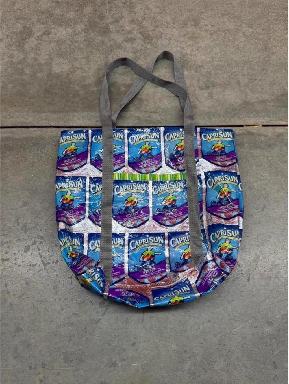 vintage caprisun grape upcycled recycled tote bag